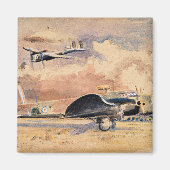 Whitley Bombers Sunning, kunstwerk van Paul Nash Magneet (Voorkant)