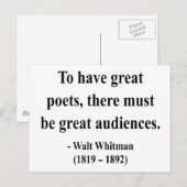 Whitman Quote 12a Briefkaart (Voorkant / Achterkant)