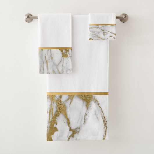 WHITMARBLE GOLD BATHROOM TOWEL SET BAD HANDDOEK (Insitu)