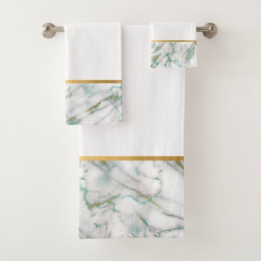 WHITMARBLE GREEN GOLD BATHROOM TOWEL SET BAD HANDDOEK (Insitu)