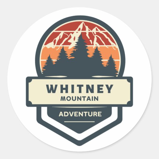 Whitney bergtop klimmen en wandelen ronde sticker (Voorkant)