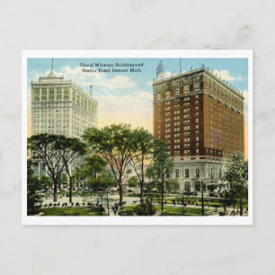 Whitney Building, Statler Hotel, Detroit 1920 Vint Briefkaart
