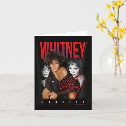 Whitney Houston Retro Fotocollage Kaart (Gele Bloem)