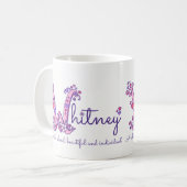 Whitney-naam die decoratieve W-monogram-mok beteke Koffiemok (Voorkant links)