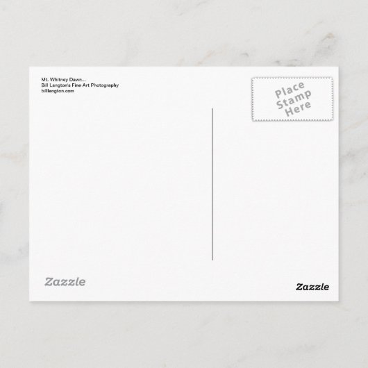 Whitney op Dawn... Briefkaart (Achterkant)