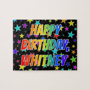 "WHITNEY" voornaam, geun "HAPPY BIRTHDAY" Legpuzzel