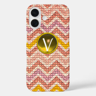 WHITPINK GEEL MOSAIC CHEVRONS GEM MONOGRAM iPhone 16 HOESJE