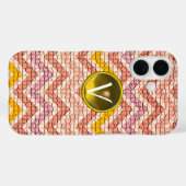 WHITPINK GEEL MOSAIC CHEVRONS GEM MONOGRAM Case-Mate iPhone CASE (Achterkant (horizontaal))