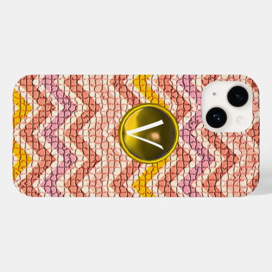 WHITPINK GEEL MOSAIC CHEVRONS GEM MONOGRAM Case-Mate iPhone CASE (Achterkant (horizontaal))