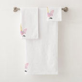 WHITPINK UNICORN BATHROOM TOWEL SET BAD HANDDOEK (Insitu)