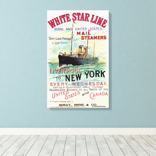 WHITSTAR LINE OCEAN MAIL STEAMER CANVAS AFDRUK (Insitu (Houten vloer))
