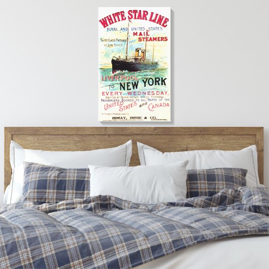WHITSTAR LINE OCEAN MAIL STEAMER CANVAS AFDRUK (Insitu (Slaapkamer))