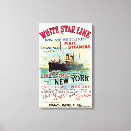 WHITSTAR LINE OCEAN MAIL STEAMER CANVAS AFDRUK (Voorkant)