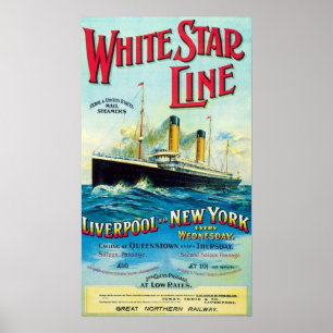 WHITSTAR LINE OCEAN MAIL STEAMER POSTER