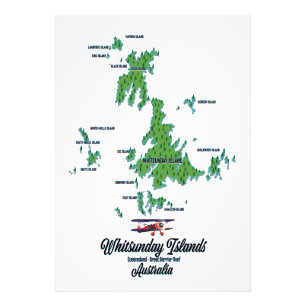 Whitsunday-eilanden Australië kaart poster