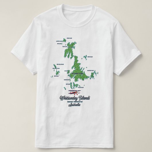 Whitsunday-eilanden Australië kaart poster T-shirt (Design voorkant)