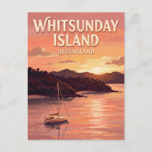 Whitsunday Island Zonsondergang Cruise Airlie Beac Briefkaart