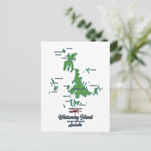 Whitsunday Islands Australia map poster Briefkaart (Staand voorkant)