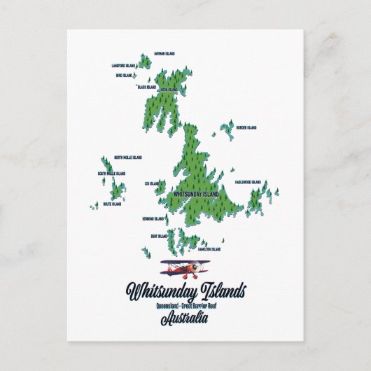 Whitsunday Islands Australia map poster Briefkaart (Voorkant)