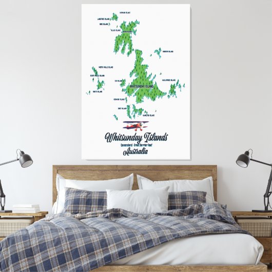 Whitsunday Islands Australia map poster Canvas Afdruk (Insitu (Slaapkamer))