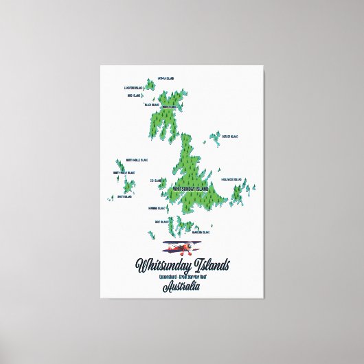 Whitsunday Islands Australia map poster Canvas Afdruk (Voorkant)