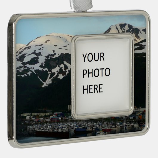 Whittier bij Schilderachtig Alaska-fotografie in D Verzilverd Omlijst Ornament (Rechts)
