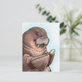 Whittling Walrus Briefkaart (Staand voorkant)