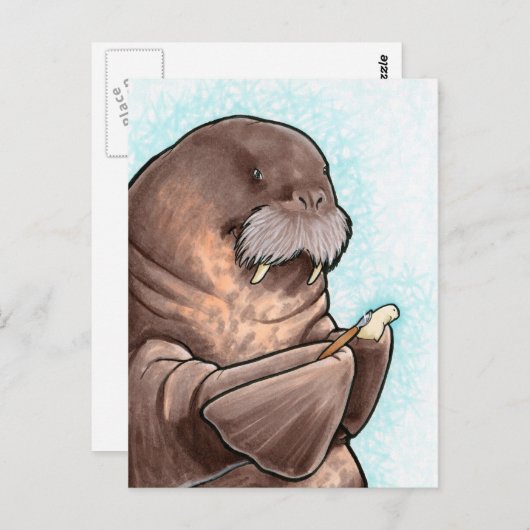 Whittling Walrus Briefkaart (Voorkant / Achterkant)