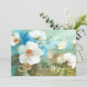 whitw camellias trouwuitnodiging kaart (Staand voorkant)