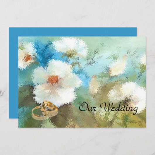 whitw camellias trouwuitnodiging kaart (Voorkant / Achterkant)