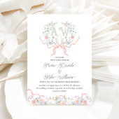 Whmistical Wildflower Crest Monogram Huwelijk Kaart