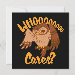 Who Cares Grappig Zorgeloos Cartoon Uil Tekenen Feestdagenkaart