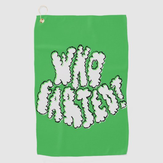 Who Farted Golf Towel Funny Green Puff Lettering Golfhanddoek (Voorkant)