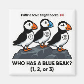 Who Has a Blue Beak? – Puffin Learning Magnet (Voorkant)