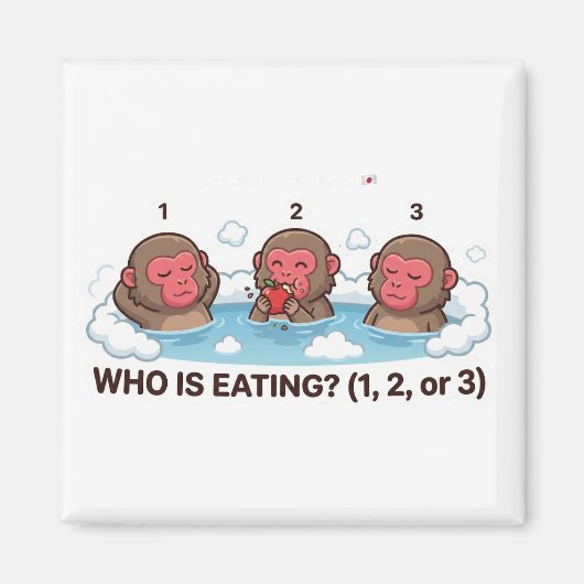 Who Is Eating? Japanese Snow Monkey Spa Animal Magneet (Voorkant)