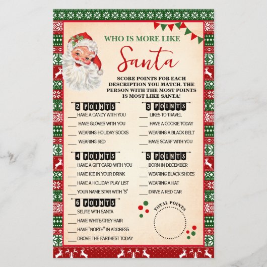 Who is Most Like Santa Game Ugly Sweater Card Flyer (Voorkant)