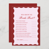 Who know the bride the best bridal shower game Car Kaart (Voorkant / Achterkant)