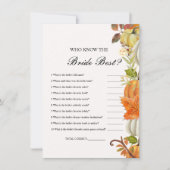 Who know the bride the best bridal shower game Car Kaart (Voorkant)