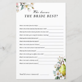 Who Knows Bride Perfect Pear Bridal Shower Game