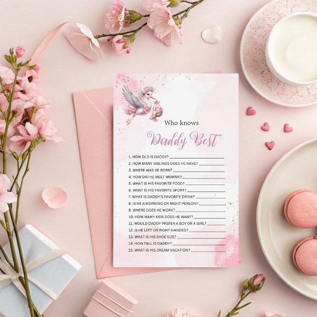 Who Knows Daddy Best? Pink Stork Girl Baby Shower  (Creator heeft geüpload)