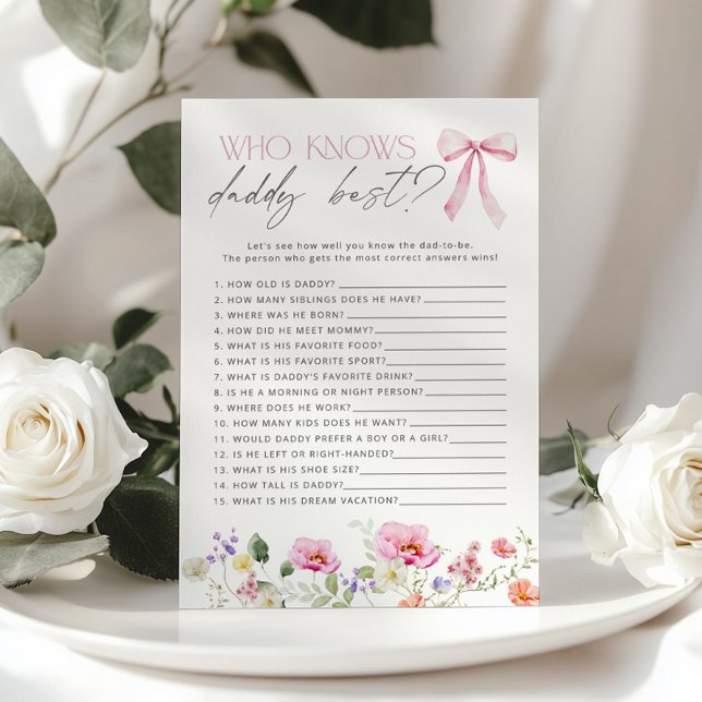  Who knows daddy best Wildflower baby shower game (Creator heeft geüpload)