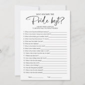 Who Knows de Bruid Beste Vrijgezellenfeest Game Kaart (Voorkant)