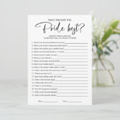 Who Knows de Bruid Beste Vrijgezellenfeest Game Kaart (Staand voorkant)