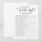 Who Knows de Bruid Beste Vrijgezellenfeest Game Kaart (Voorkant / Achterkant)