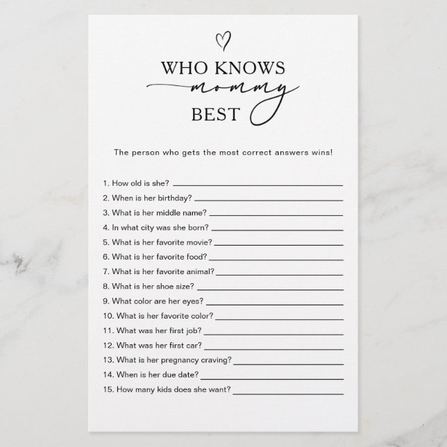 Who knows Mommy best Game (Voorkant)