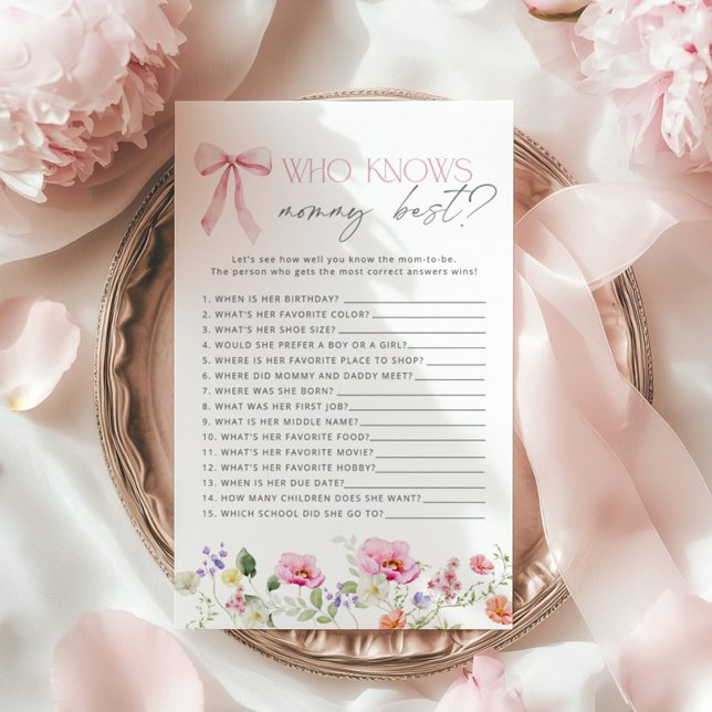  Who knows mommy best Wildflower baby shower game (Creator heeft geüpload)