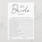 Who knows The Bride Best Bridal Shower Party Games Kaart (Voorkant)