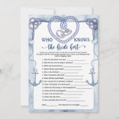 Who Knows the Bride Best Game Nautical Wedding  Kaart (Voorkant)