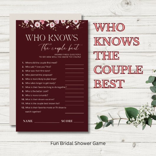 Who Knows the Couple Best Bridal Shower Game 