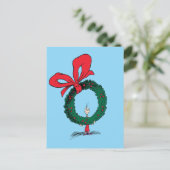 Who Peeking Through Christmas Wreath Briefkaart (Staand voorkant)